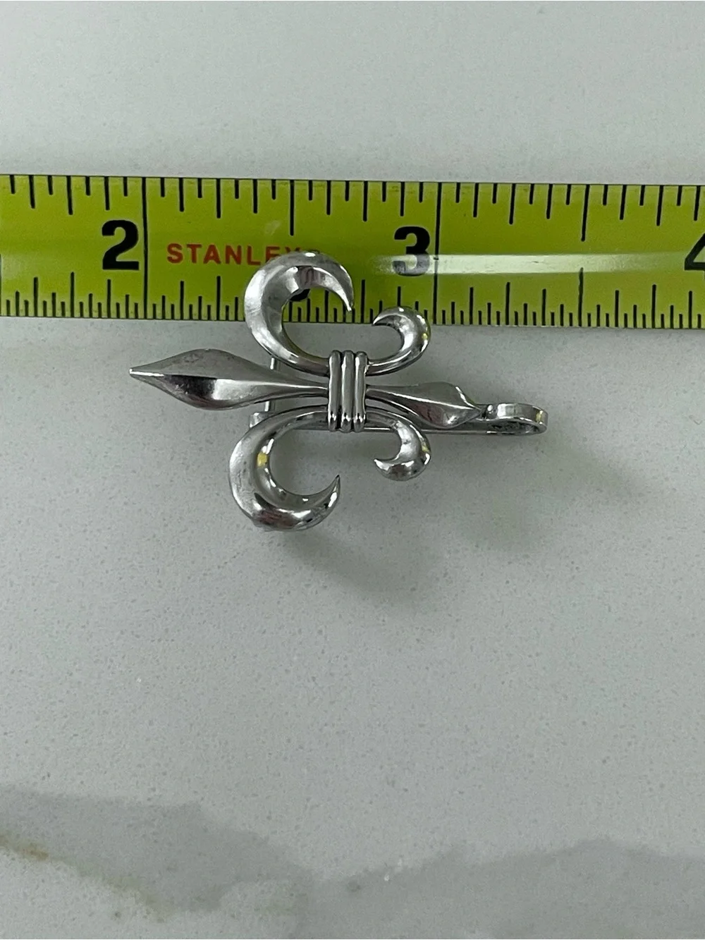 Antique c 1900 Sterling Silver Fleur-De-Lis Brooch